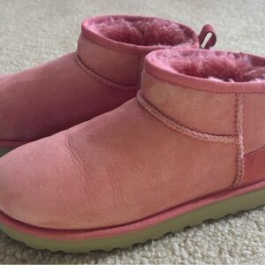 Ugg Pink Plush Lined Short Suede Boots